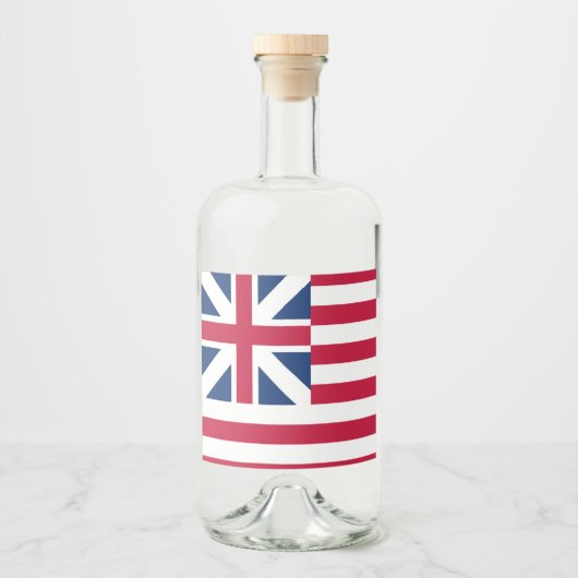 Grote Unie, 1e Vlag van de Verenigde Staten van Ko Likeurfles Etiket (Voorkant)