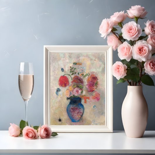 Grote vaas met bloemen foto afdruk