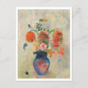 Grote vaas met bloemen schilderij briefkaart