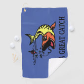 Grote vangst (geel/Oranje) V2 Golfhanddoek (Insitu)