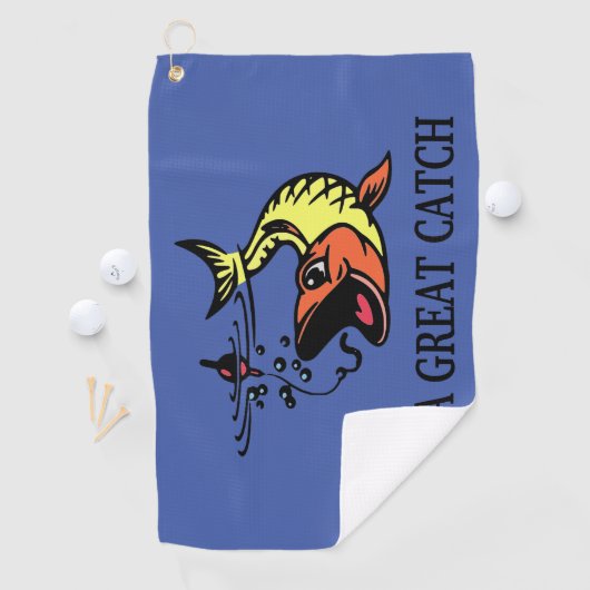 Grote vangst (geel/Oranje) V2 Golfhanddoek (Insitu)