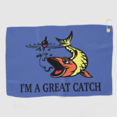 Grote vangst (geel/Oranje) V2 Golfhanddoek (Horizontaal)