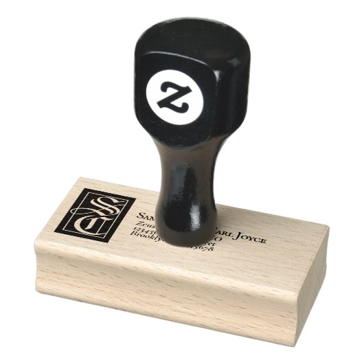 Grote vaste monogram | Elegant Return Address Rubberstempel (Stempel)