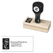 Grote vaste monogram | Elegant Return Address Rubberstempel (Gestempeld)