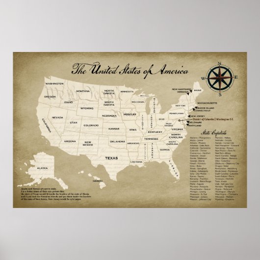 Grote Verenigde Staten Wall Map Teaching Aid Poste Poster (Voorkant)