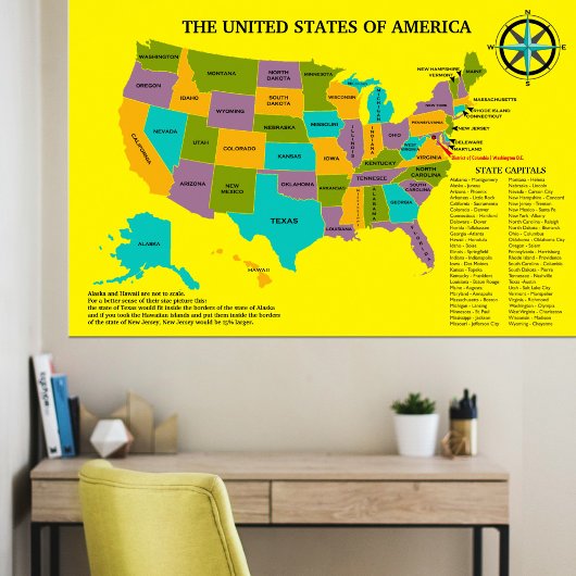 Grote Verenigde Staten Wall Map Teaching Aid Poster