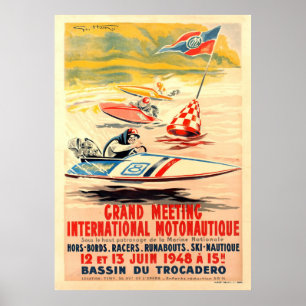 Grote vergadering Motonautique Boat Racing Geo Ham Poster