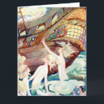 Grote verjaardag zeemeerminnen en zusters schip kaart<br><div class="desc">Zeemeerminnen bieden een dolk aan hun zus die mens is geworden en aan boord van een schip is. De kaart in het boek luidt: Happy Birthday.</div>