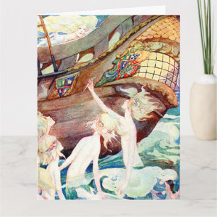 Grote verjaardag zeemeerminnen en zusters schip kaart