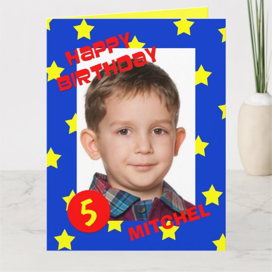 Grote Verjaardags Kaart met Grote Foto Aangepaste  (Voorkant)