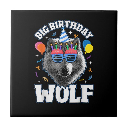 Grote Verjaardags Wolf voor Wolven Tegeltje (Voorkant)