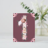 Grote verjaardagsfotocollage 1 jaar oud Roze bloem Briefkaart (Staand voorkant)
