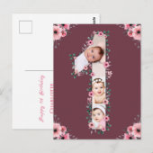 Grote verjaardagsfotocollage 1 jaar oud Roze bloem Briefkaart (Voorkant / Achterkant)