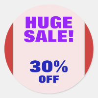 "GROTE VERKOOP!" "30% OFF" Ronde sticker