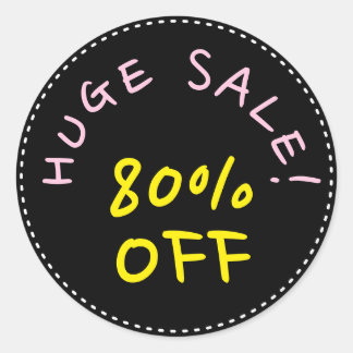 "GROTE VERKOOP!" "80% OFF" Ronde sticker