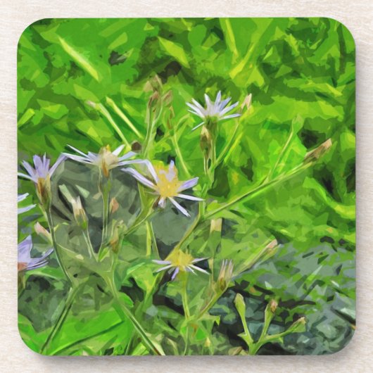 Grote verlaten Paarse Aster onder Ashes Abstract Onderzetter (Voorkant)