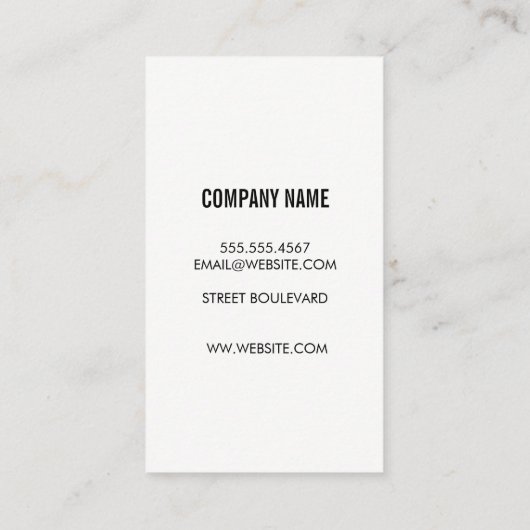 Grote verticale tekst / wit visitekaartje (Achterkant)