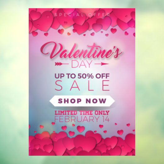 Grote Verticale Zakelijke Verkoop op Valentijnsdag Raamsticker (Vel 3)