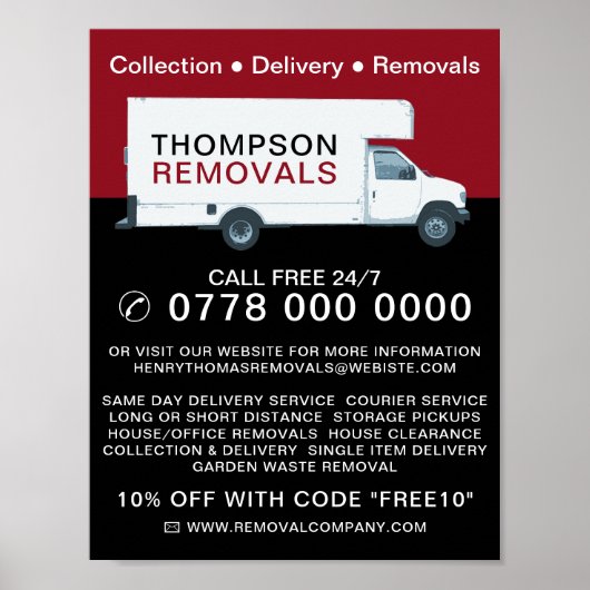 Grote verwijderingsVan, verwijderend Bedrijf Adver Poster (Voorkant)