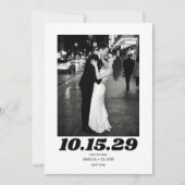 Grote Vet Datum Zwart Wit Koppel Foto Bruiloft Save The Date (Voorkant)