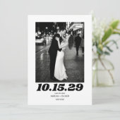 Grote Vet Datum Zwart Wit Koppel Foto Bruiloft Save The Date (Staand voorkant)
