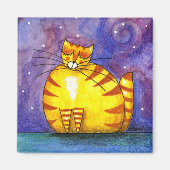 Grote Vet Gele Kat - Magneet (Voorkant)