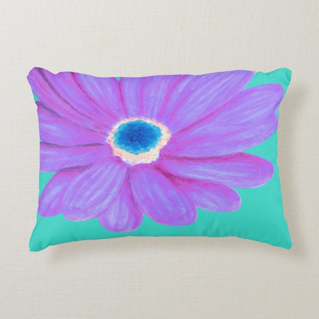 Grote Vetgedrukte Violette Bloem Accent Kussen (Voorkant)