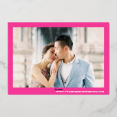 Grote Vette Datum Heet Roze Retro Echte Folie Brui Folie Uitnodiging (Achterkant)