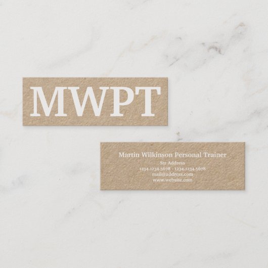 Grote, vette initialen cover mini visitekaartje (Voorkant / Achterkant)