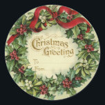 Grote Victoriaans Christmas Name Tags voor cadeaus Ronde Sticker<br><div class="desc">Santa stickers en naamlabels voor cadeaus! Victoriaans kerstkaarten zorgvuldig gerestaureerd. Dit zijn de beste op de grote stickers. Het is te klein om op de kleintjes te schrijven.</div>