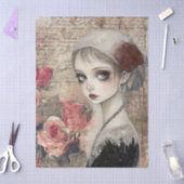 Grote Victoriaans Gotische Meisje & Bloemen Decoup Tissuepapier (Craft)