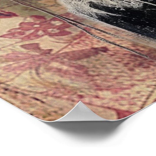 Grote Victoriaans Gotische Meisje & Bloemen Poster (Hoek)