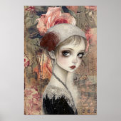 Grote Victoriaans Gotische Meisje & Bloemen Poster (Voorkant)