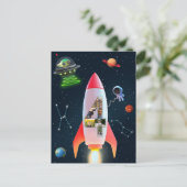 Grote Vier met foto's | 4e verjaardag Rocket Space Briefkaart (Staand voorkant)