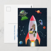 Grote Vier met foto's | 4e verjaardag Rocket Space Briefkaart (Voorkant / Achterkant)