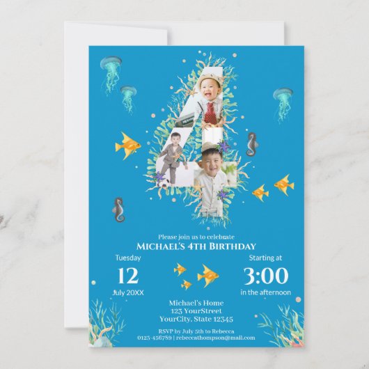 Grote vierde fotocollage op zaterdag onder het Zee Kaart (Voorkant)