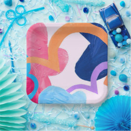 Grote vierkante Happy Day-bord Papieren Bordje