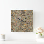 Grote vierkante wandklok met groot stenen afbeeldi (Huis)