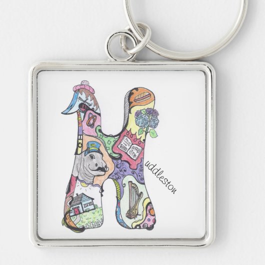 grote vierkantssleutelketen: "H"uddleston Sleutelhanger (Voorkant)