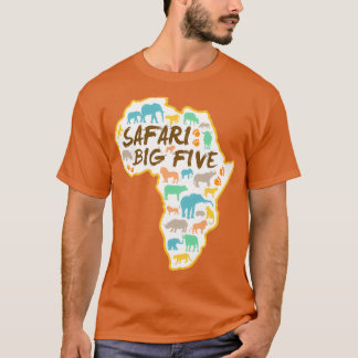 Grote vijf Safari-dieren Afrika-kaart T-shirt