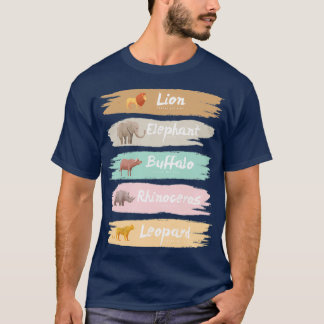 Grote vijf Safari-dieren — Pastel T-shirt