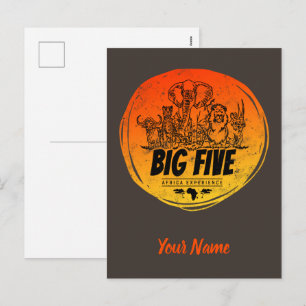 Grote Vijf van Afrika Safari  Olifant, Leeuw Feestdagenkaart