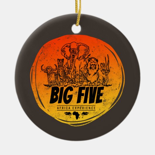 Grote Vijf van Afrika Safari Olifant, Leeuw Keramisch Ornament (Voorkant)