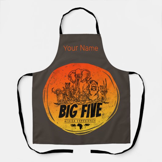 Grote Vijf van Afrika Safari  Olifant, Leeuw Schort (Voorkant)
