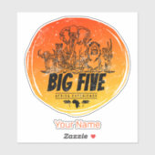 Grote Vijf van Afrika Safari  Olifant, Leeuw Sticker (Vel)