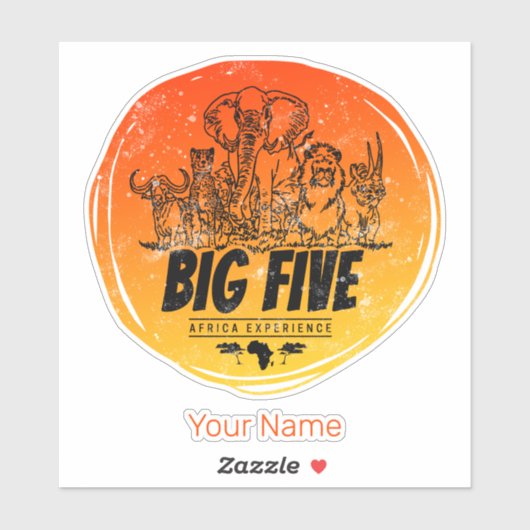 Grote Vijf van Afrika Safari  Olifant, Leeuw Sticker (Vel)