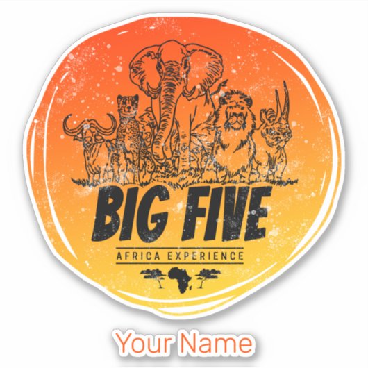 Grote Vijf van Afrika Safari  Olifant, Leeuw Sticker (Voorkant)