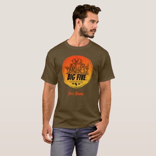 Grote Vijf van Afrika Safari  Olifant, Leeuw T-shirt (Voorkant volledig)