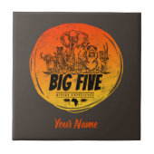 Grote Vijf van Afrika Safari  Olifant, Leeuw Tegeltje (Voorkant)