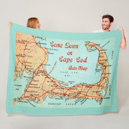Grote vintage Cape Cod kaart ansichtkaart throw Fleece Deken